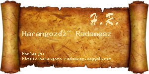 Harangozó Radamesz névjegykártya